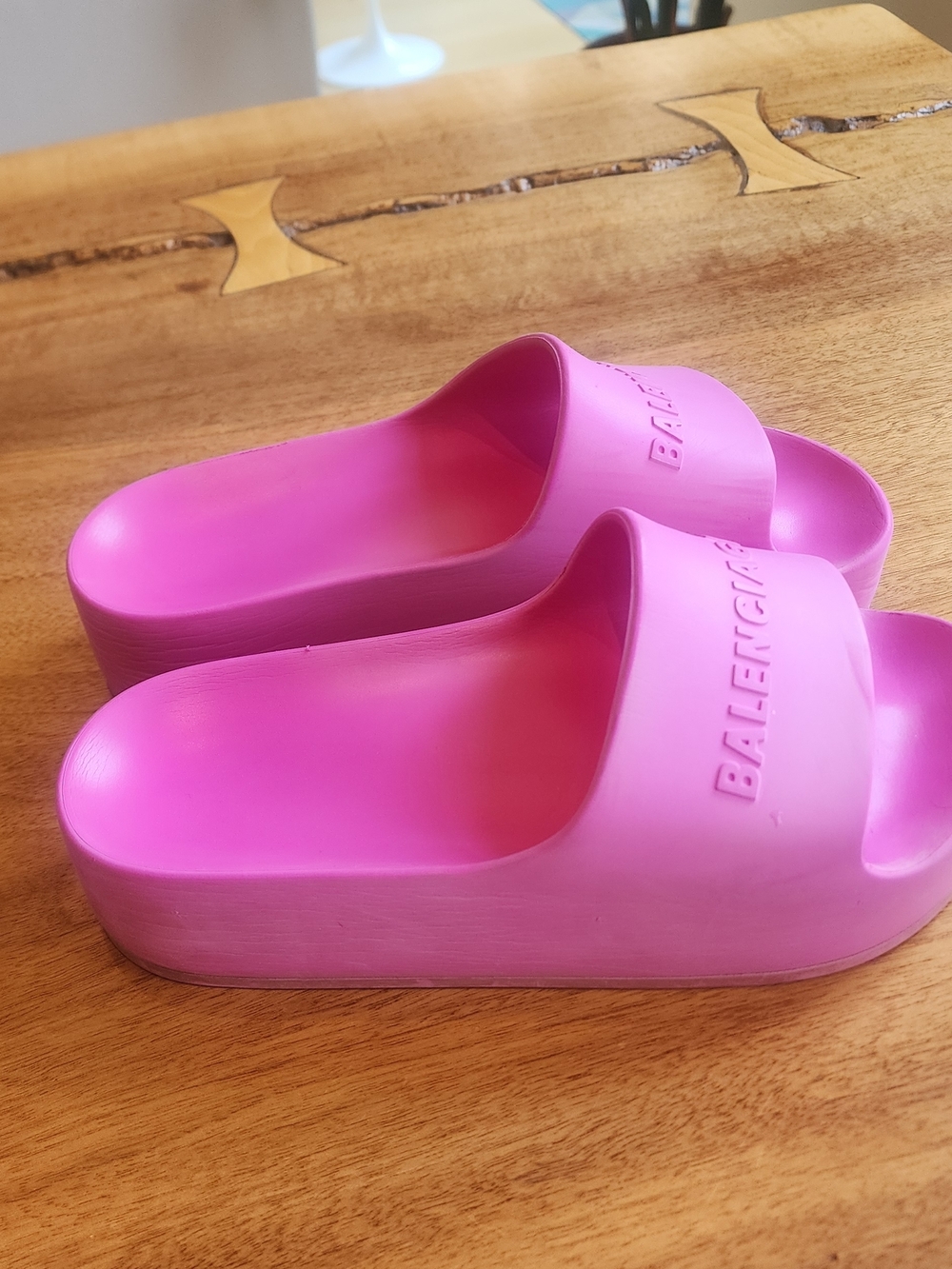 Balenciaga Pink Chunky Rubber Pool Slide Sandals Size 7 - Picture 5 of 10
